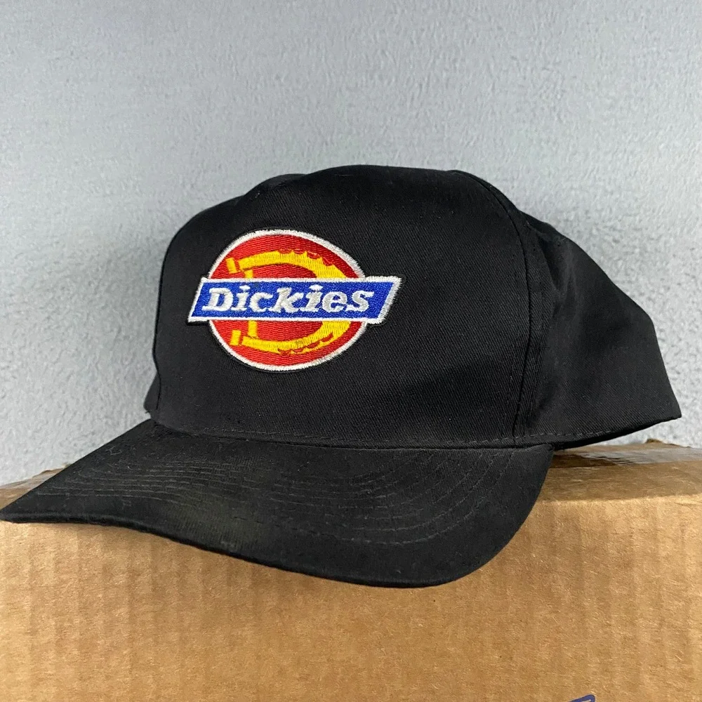 Dickies Black Snapback Hat Horseshoe Logo Embroidered Workwear Cap OSFA